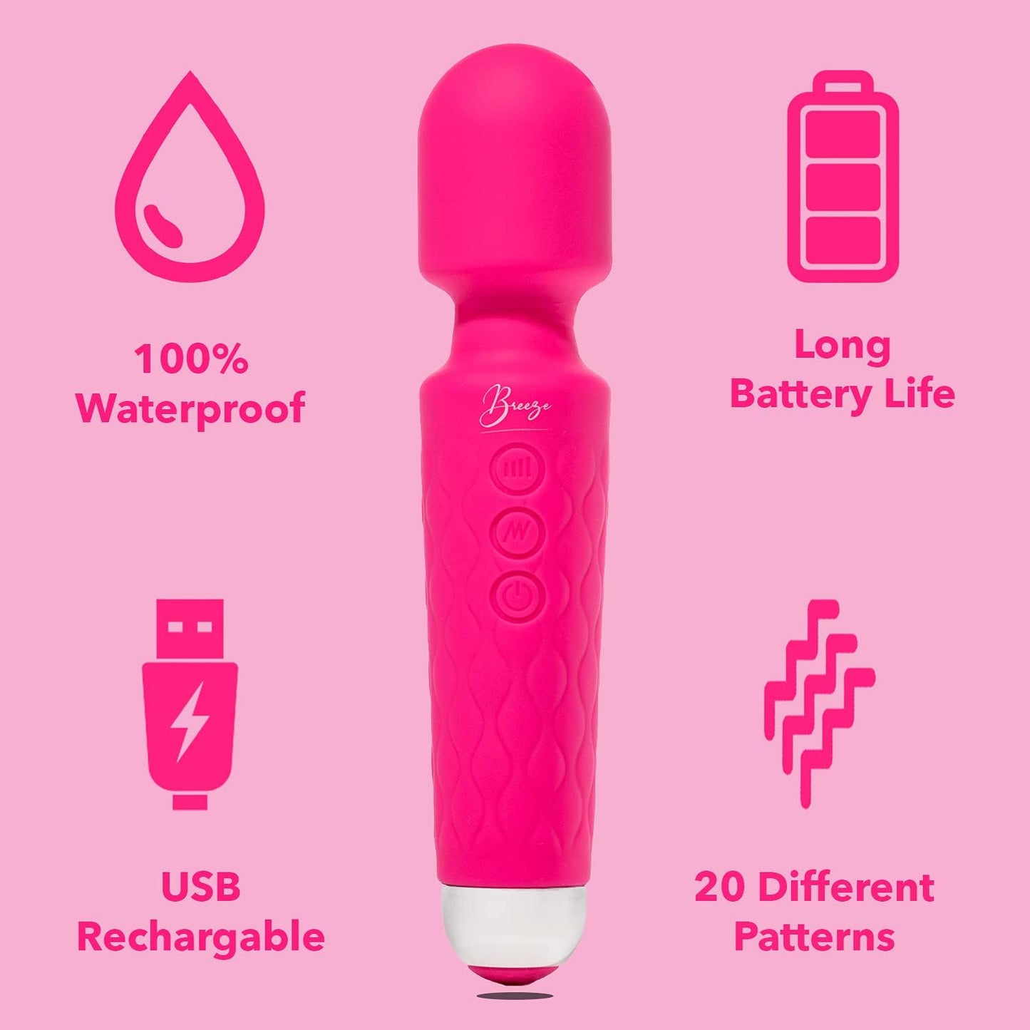 Breeze Silicone Vibrating Wand By Pleasure Engine With Blend Lubricant & Pulse Stimulation Cream 0 reviews
