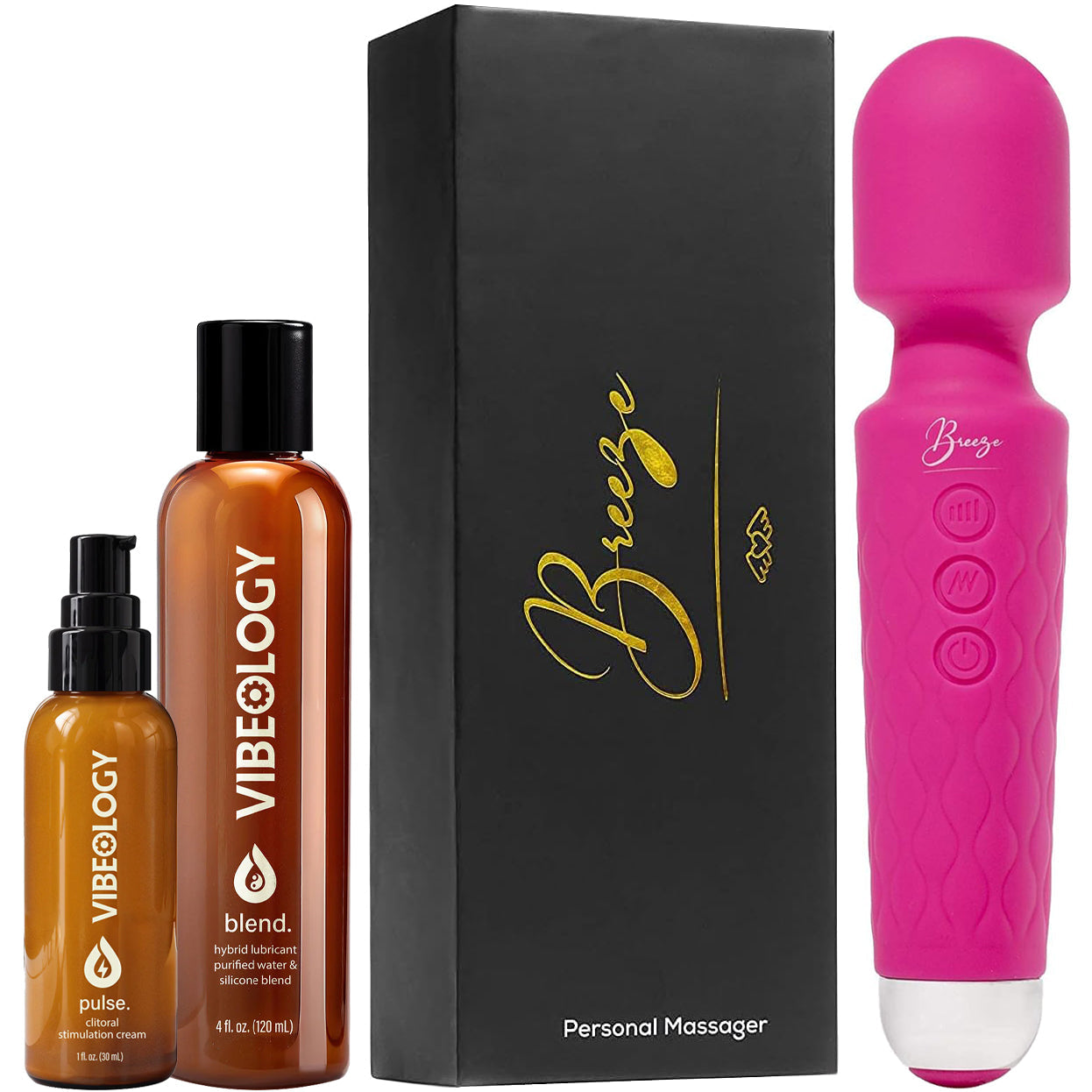 Breeze Silicone Vibrating Wand By Pleasure Engine With Blend Lubricant & Pulse Stimulation Cream 0 reviews